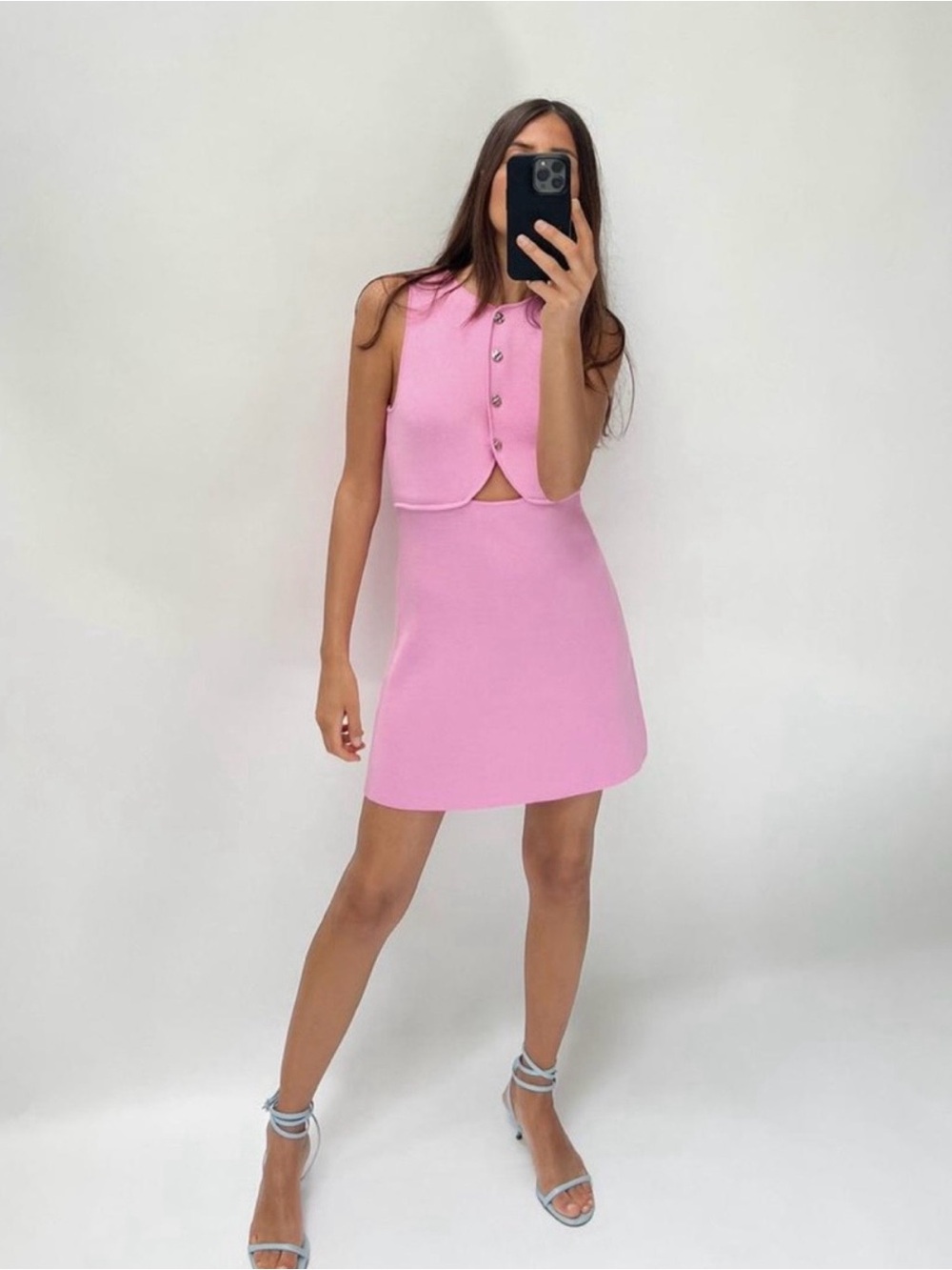 SOLD OUT Zara knit pink dress with cutout detail - size XS (worn once like new)